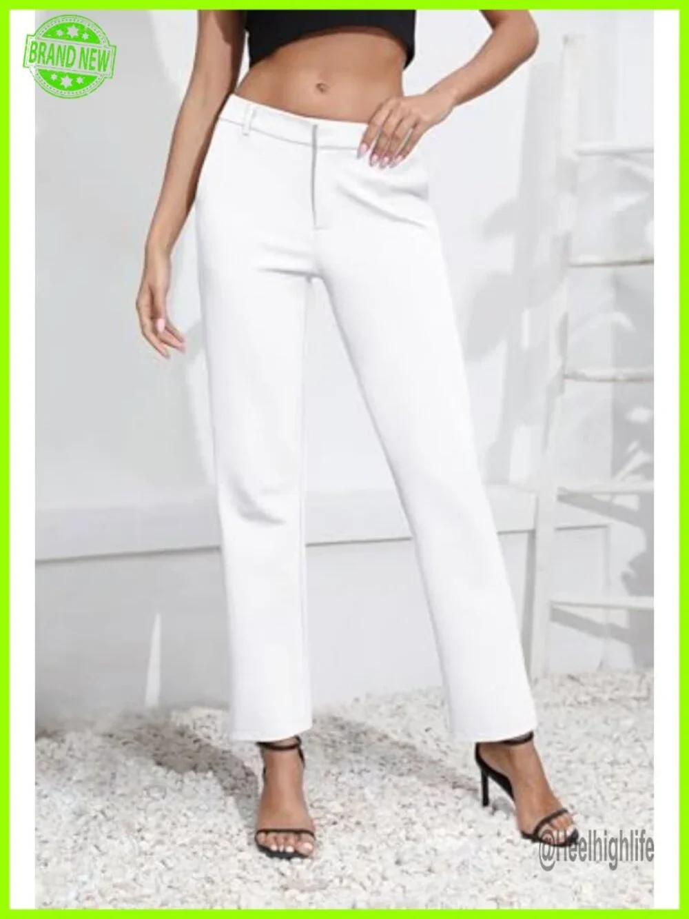 Elastic Waisted Dress Pants Work Business Casual Stretch Slacks with Pockets